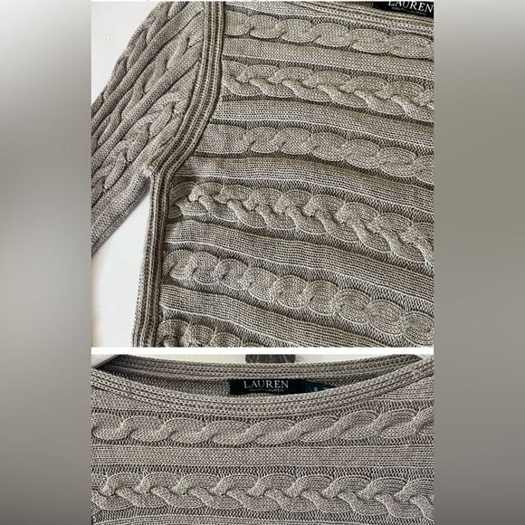Ralph Lauren taupe ladies size S cable knit sweater. 58% cotton/42% viscose. - Picture 1 of 8